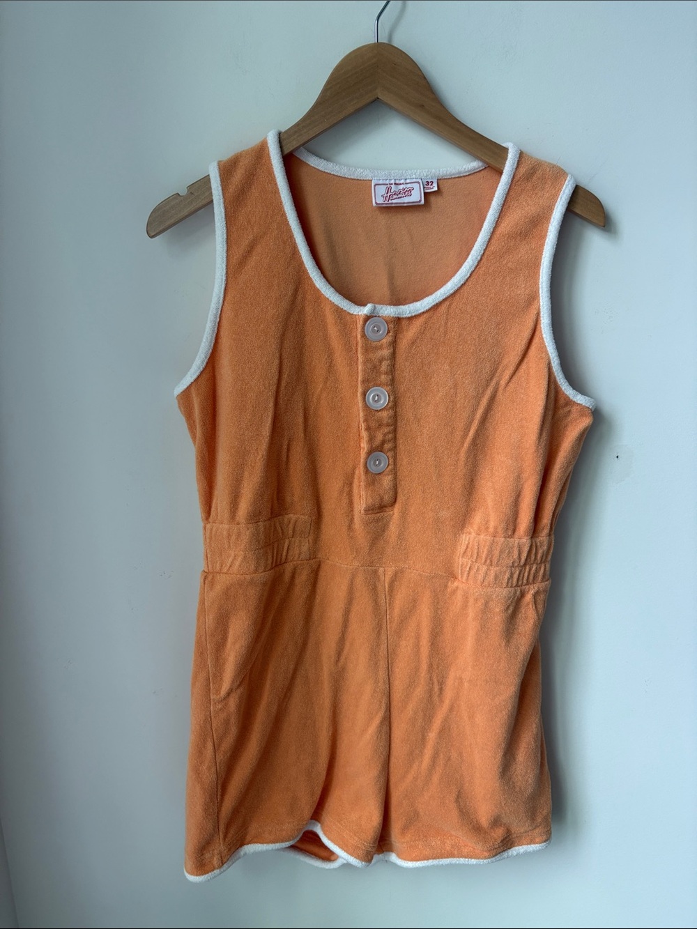 Hammies Terry Romper Orange Poppy Retro Mid-Century Style Travel Beach Size 32